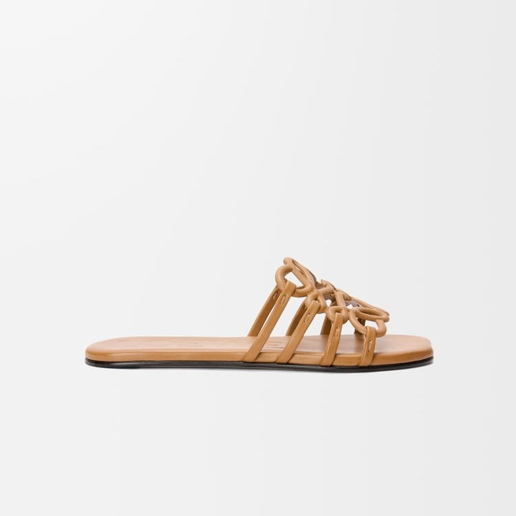 Loewe Petal Anagram leather slides 'Camel'