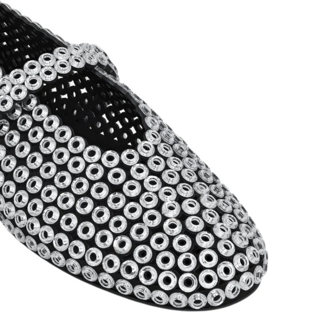Alaïa Suede Glass-Embellished Ballet Flats