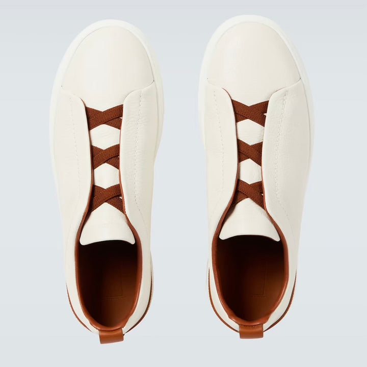Zegna Triple Stitch leather sneakers WHITE TRIPLE STITCH