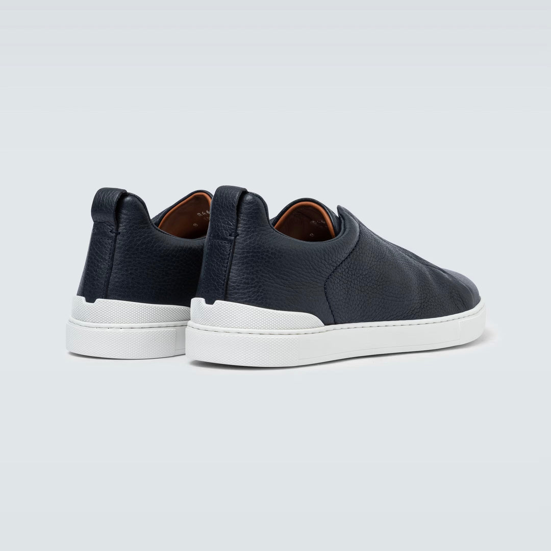 Zegna Triple Stitch leather sneakers BLUE TRIPLE STITCH