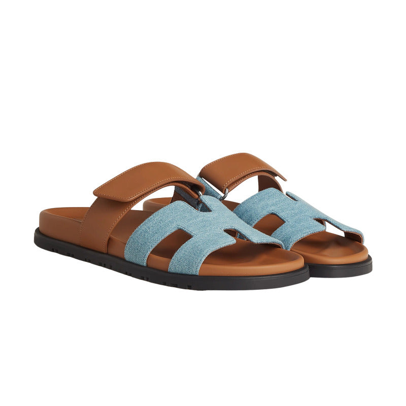 Hermès Chypre sandal 'bleu clair / naturel'