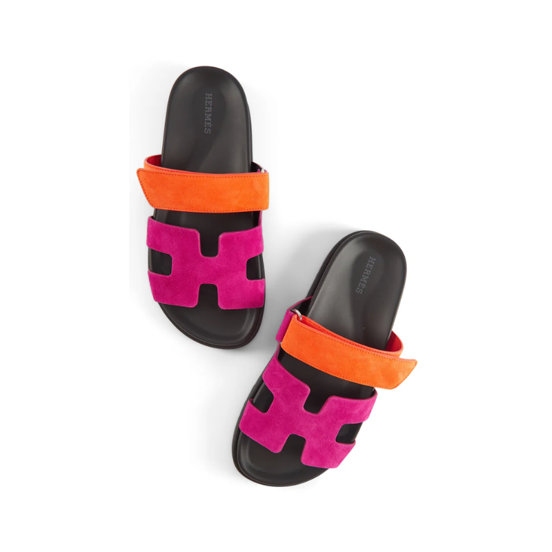 Hermès Chypre Sandals 'Rose Chapas / Orange Synthétique'